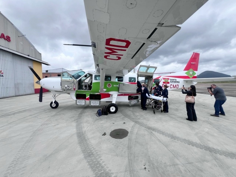 Serviço aeromédico de Joaçaba faz primeiro transporte de paciente 