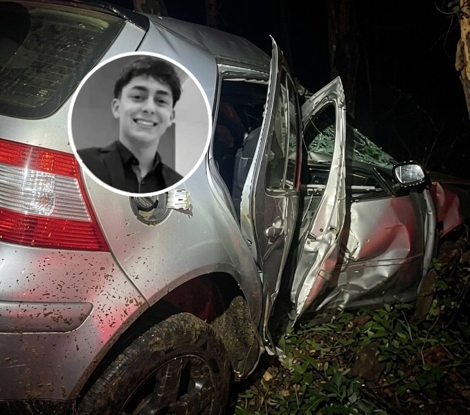 Jovem de 19 anos morre após carro sair da pista e colidir contra árvore