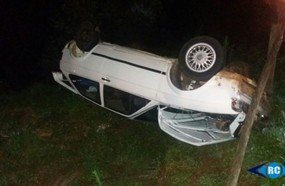Capotamento deixa jovem ferido no interior de Capinzal