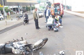Motociclista ferido em acidente na Santos Dumont