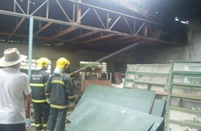 Princípio de incêndio em cancha de bocha e bolão de Erval Velho