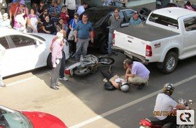 Jovem ferida em acidente no centro de Joaçaba