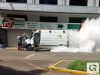 Ambulância de Água Doce pega fogo ao chegar em Joaçaba