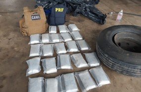 Motorista carregava drogas escondidas em pneu de carreta