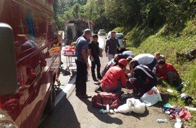 Colisão entre moto e carreta deixa dois feridos na BR-153