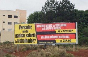 Outdoor questiona salário de vereador em Campos Novos