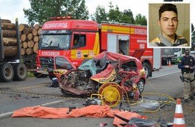 Jovem morre em colisão frontal entre carro e caminhão na BR-470