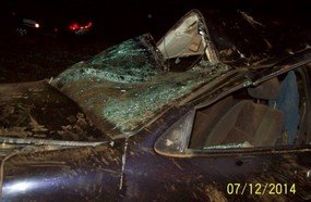 Motorista sofre apenas escoriações após capotar veículo na BR-282
