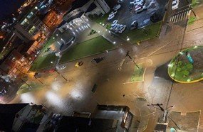 Chuva torrencial deixa área central de Catanduvas alagada