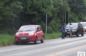 Colisão entre veículos registrada na BR-282, em Joaçaba