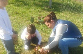 Andrade realiza com crianças plantio de árvores em Videira