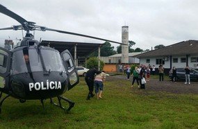PM e helicóptero do SAER resgatam vítima de assalto na SC-283