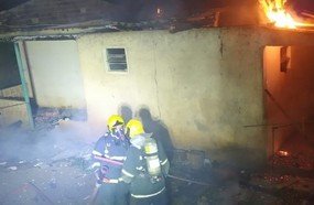 Bombeiros resgatam cachorro de incêndio em residência