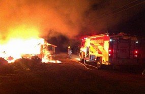 Incêndio de grandes proporções em granja de suínos