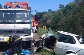 Colisão entre caminhão e carro de Herval deixa dois feridos