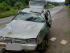 Motorista fica ferido ao capotar veículo na BR-282