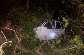 Motorista fica ferido após colidir em árvores em Campos Novos