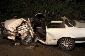 Colisão frontal deixa dois feridos na SC-150, em Joaçaba