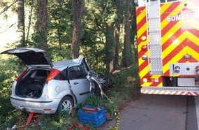 Colisão em árvore deixa motorista ferido na SC-355