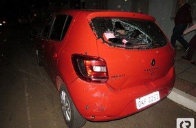 Colisão entre carro e moto em Luzerna