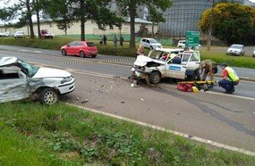 Veículo da Prefeitura de Joaçaba se envolve em acidente na BR-282