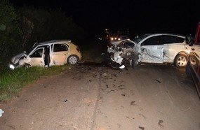 Colisão frontal deixa cinco feridos em Campos Novos