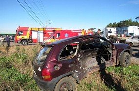 Motorista com veículo de Herval fica ferido em colisão na BR-282