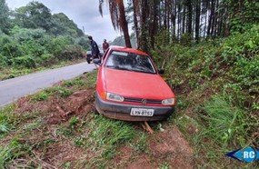 Saída de pista registrada na SC-150, em Capinzal