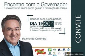 Governador ministra palestra em Joaçaba nesta terça-feira
