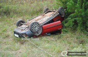 Homem fica ferido após capotar veículo