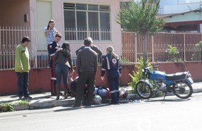 Acidente deixa motociclista ferido em Joaçaba