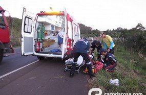 Pneu estoura e causa acidente de motocicleta na divisa entre Herval d´Oeste e Erval Velho 