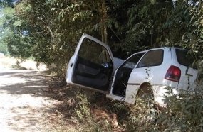 Mulher e filhos ficam feridos após carro colidir em árvore 