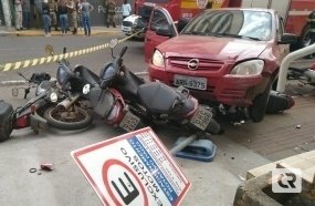 Acidente envolve nove veículos no centro de Joaçaba 