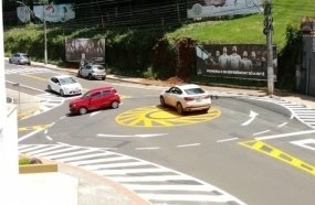 Nova rotatória em Joaçaba registra primeiro acidente
