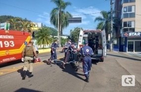 Colisão na rotatória de Herval d´Oeste deixa mulher ferida 