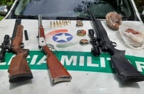 PM Ambiental apreende armas, material de pesca e caça ilegal 