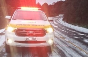 Polícia Militar Rodoviária alerta para os riscos de gelo na pista