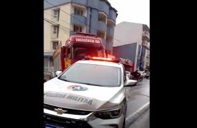 Jovem é resgatada de incêndio em edifício no centro de Videira
