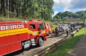 Acidente em Fraiburgo envolve moto com placa de Joaçaba 