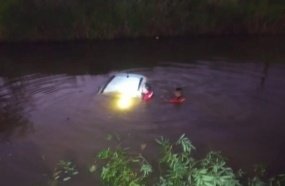 Carro que caiu em açude havia sido furtado em Campos Novos
