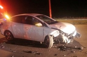 Casal fica ferido após colisão no trevo de Campos Novos 