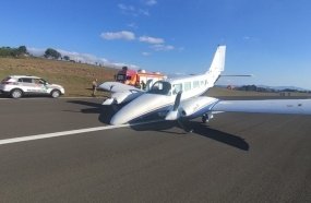 Avião faz pouso forçado no aeroporto de Videira 