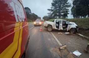 Acidente com quatro veículos deixa duas pessoas feridas na BR-116