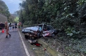 Idoso morre após colisão frontal entre veículos na SC-283