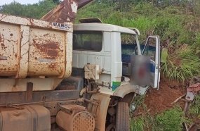 Acidente com caçamba da Prefeitura de Campos Novos deixa dois feridos