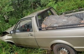Picape sai da pista após colidir contra caminhão na BR-282