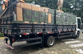 Polícia Militar apreende caminhão carregado com cigarros 