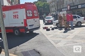 Motociclista fica ferido após colisão no centro de Joaçaba 