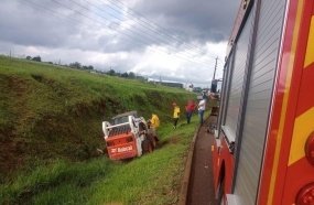 Operador fica ferido após acidente com mini carregadeira na BR-470